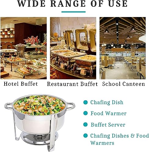 Réchaud rond de 7 L et plateau chauffant de buffet avec couvercle - 7