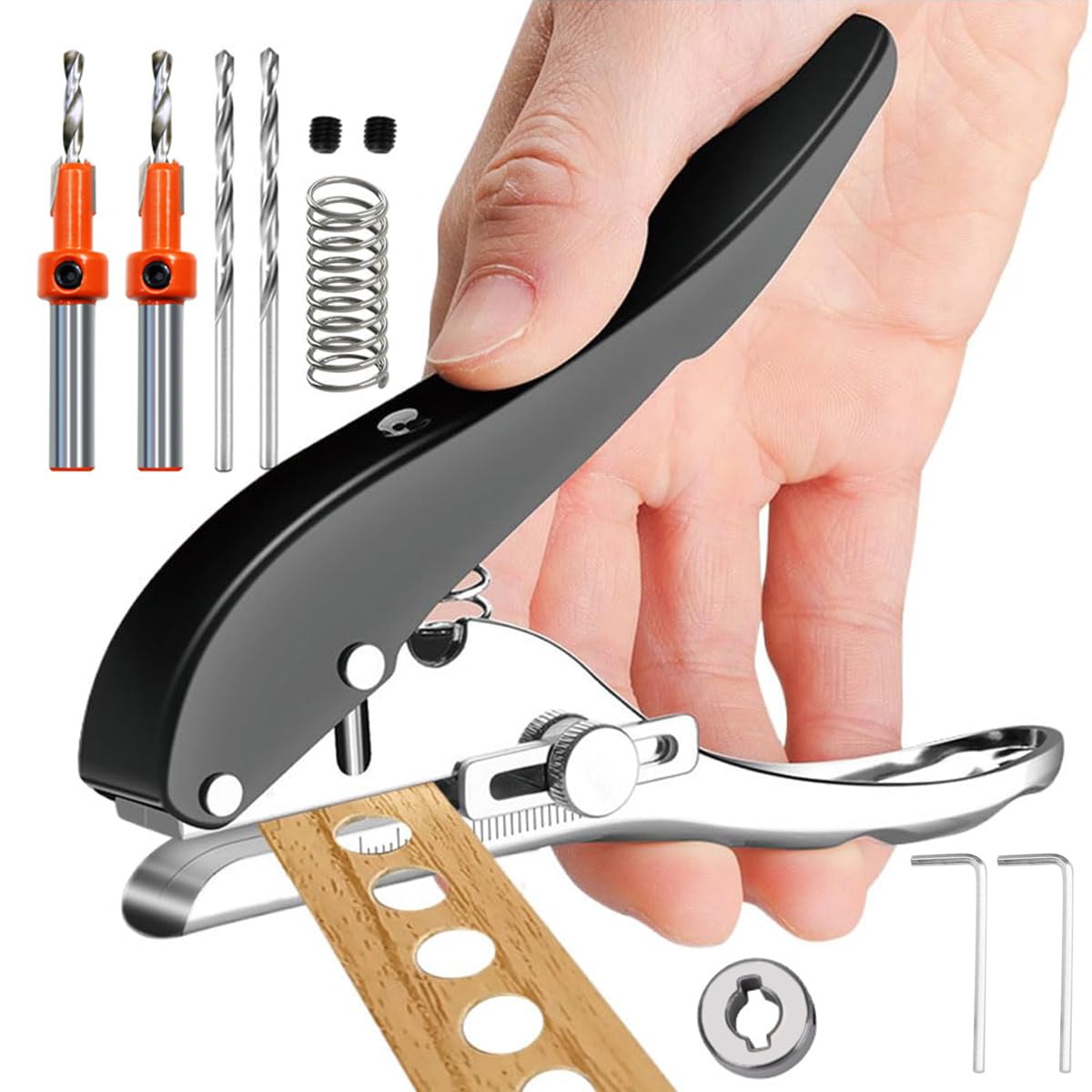 Sponsored Ad - Single Hole Punch 8mm Dia Hole Punch Plastic Hole Punch Spring Loaded Heavy Duty Hole Punch for Tagging, Plastic Cardboard, Slim Plastic Sheet