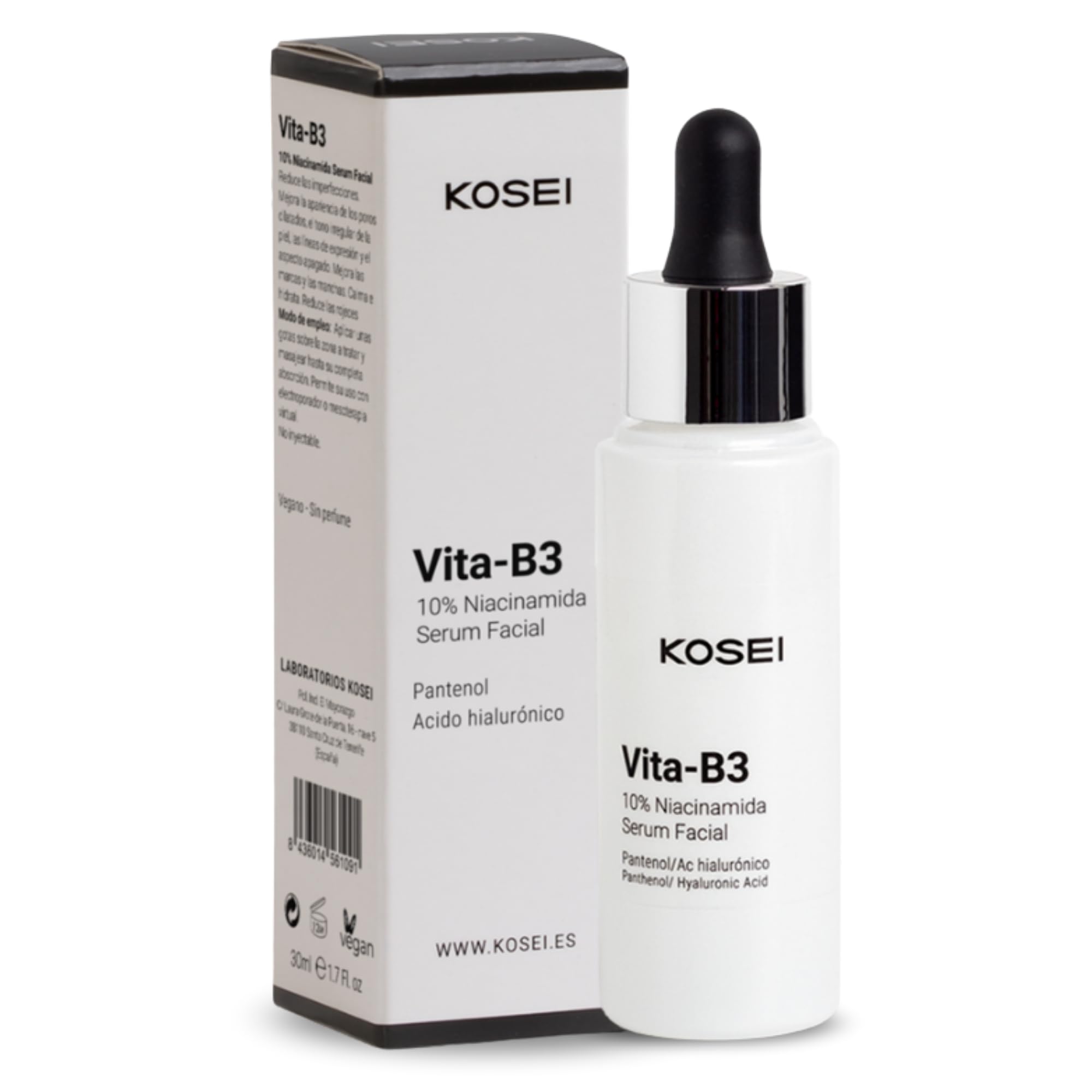 KOSEI | Serum Niacinamida | Mejora la Textura de la Piel y Unifica el Tono | Disminuye el Sebo y los Poros Dilatados | Combate la Piel Grasa y propensa al Acné | 30 ml