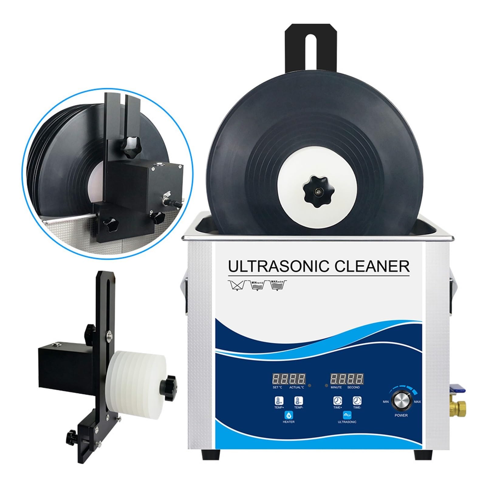 Pulitore Ad Ultrasuoni Bagno 6.5L 180W Potenza Regolabile Con Staffa In Lega Motore 6-7 RPM Dischi In Vinile Disco CD