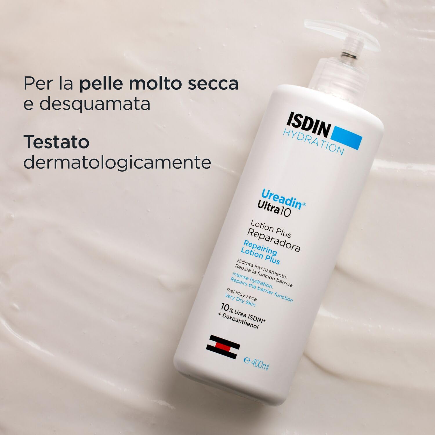 ISDIN Ureadin Ultra10 (400 ml) | Lozione Riparatrice con 10% Urea | Idrata Intensamente e Aiuta a Riparare la Funzione Barriera | Consigliata per Pelli molto Secche