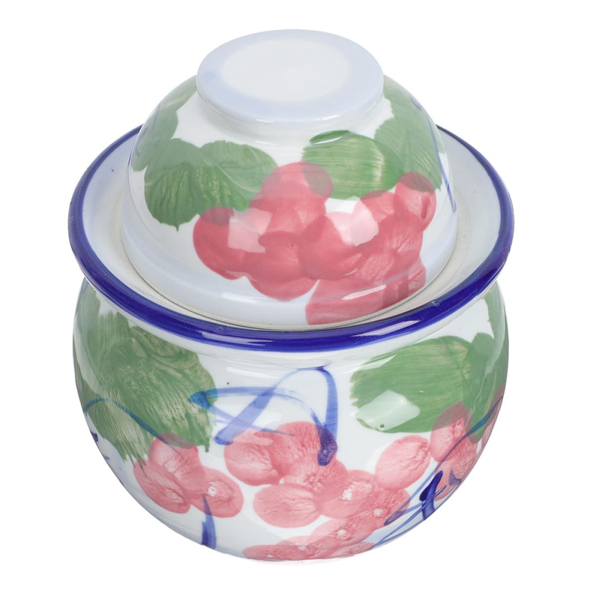 Kichvoe Keramik Gurkenglas 2kg Einmachglas mit Wasserverschluss und Luftdichtem Deckel für Kimchi und Sauerkraut Fermentation im Haushalt