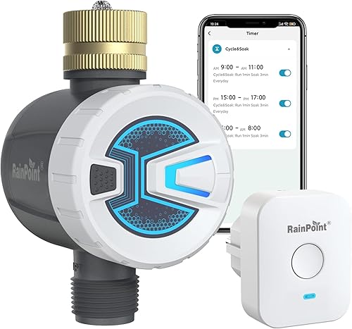 RAINPOINT Temporizador de rociador, temporizador de agua WiFi, temporizador de grifo inalámbrico inteligente para jardín, controlador de sistema de