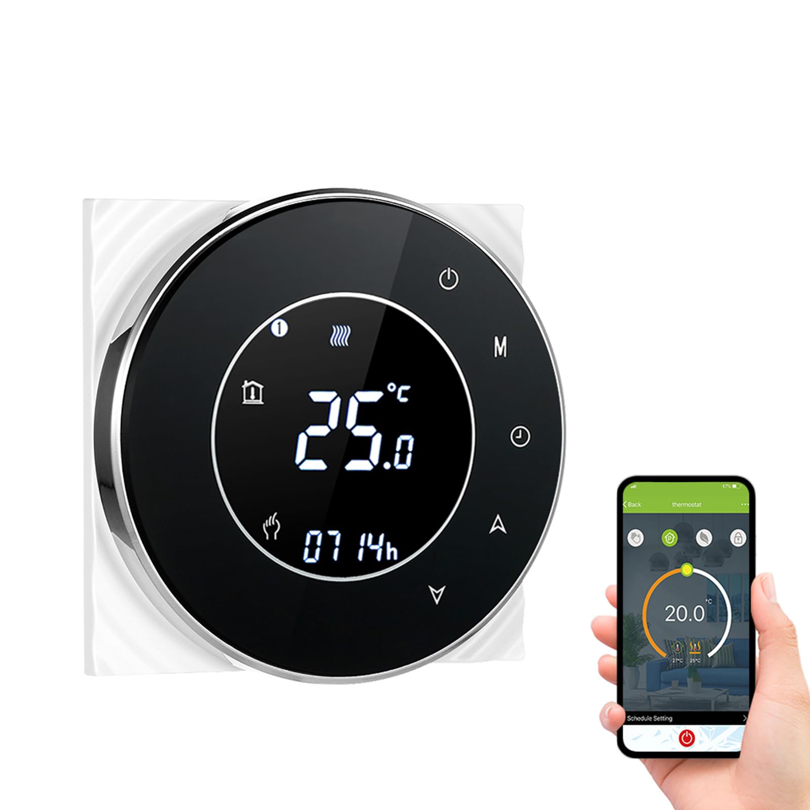 HUIOP 95-240V Wi-FI de Chauffage électrique programmable de température Contrôle de l'application vocale Rétro-éclairage LCD Thermoregulator de Chauffage électrique