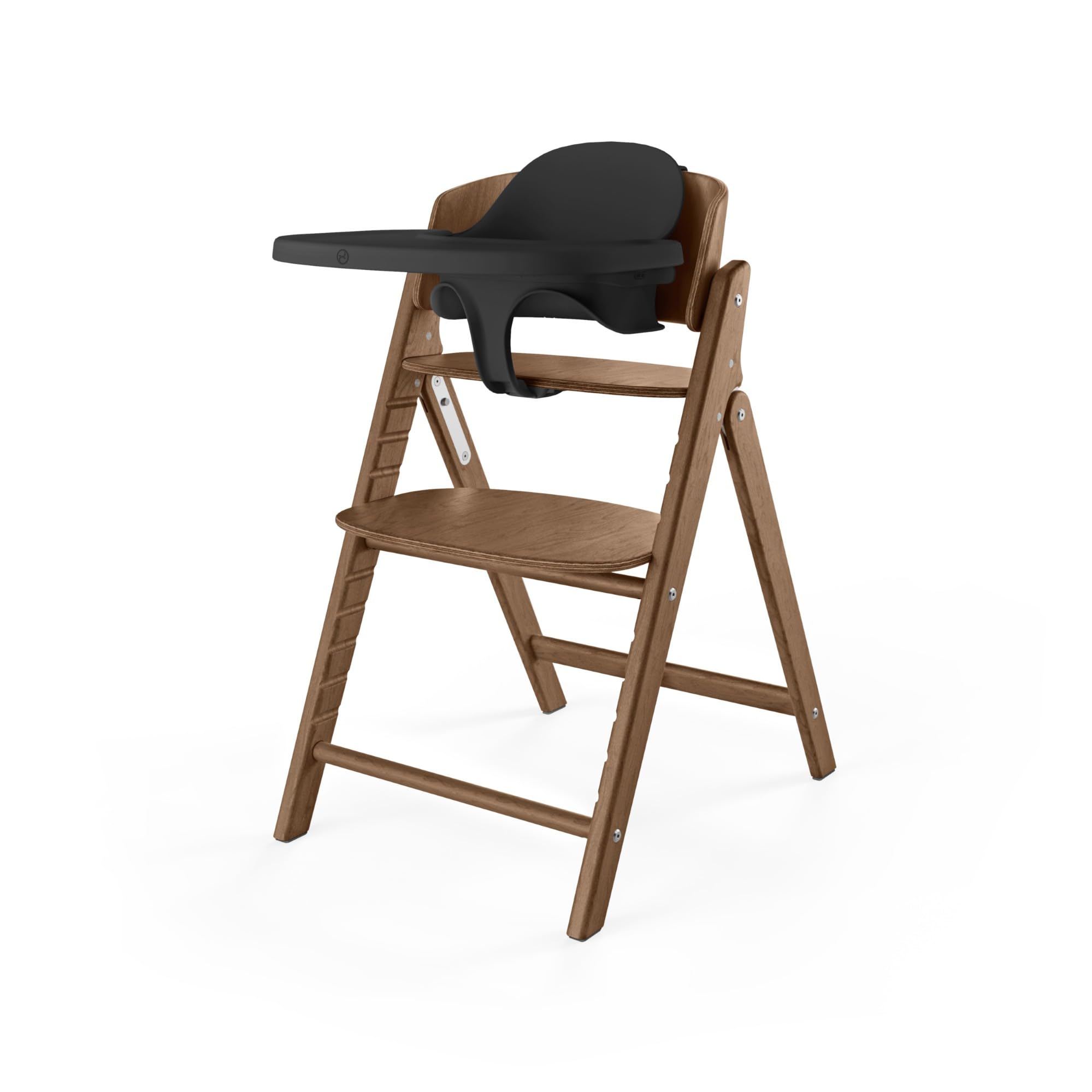 CYBEX Gold CLICK & FOLD Krzesełko do karmienia Zestaw 4w1, Od urodzenia do 99 lat, W zestawie z leżaczkiem Gold Bouncer Nest, zestawem Baby Set i tacką, Dark Natural