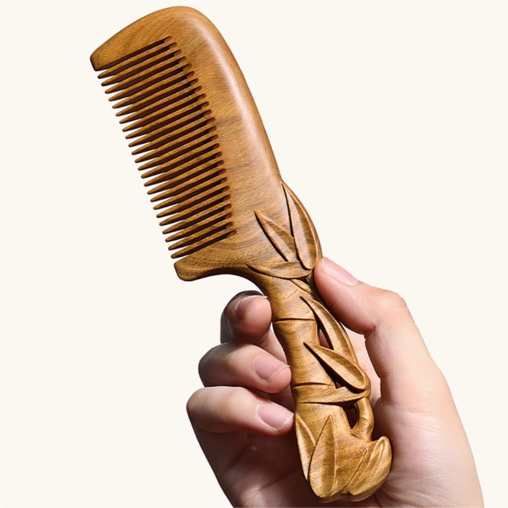 Peruka Grzebień Solid Wood Fine Tooth Comb Retro Massage Comb Bathroom Comb Suitable for Long Hair, Straight Hair, Wavy Hair, Curly Hair, Thick Hair Duże grzebienie do włosów