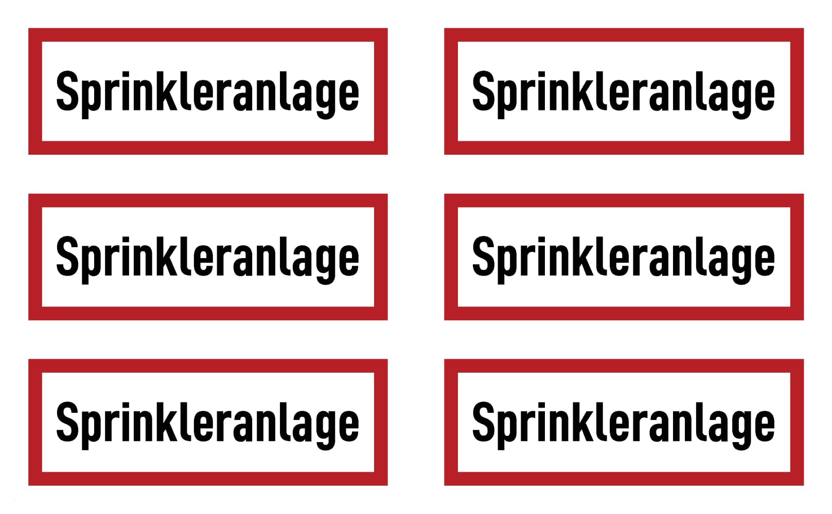Pegatinas: 37 x 105 mm, 6 unidades, sistema de aspersión, señales de seguridad contra incendios, señales de advertencia sobre dispositivos de protección contra incendios e instrucciones de uso – DIN