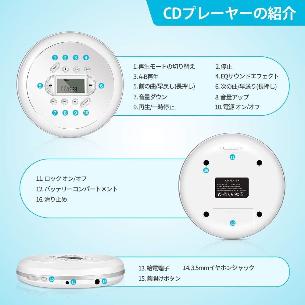 Amazon.co.jp: 【2020】CDプレーヤー ポータブル CDプレーヤー 2WAY