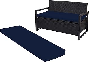 Crescent Textile 100% Waterproof Garden Bench Cushion 2/3/4 Seater Outdoor Long Bench Seat Pad for Lawn & Garden, Patio, Office, Coffee Shop with Removable Cover (3 Seater 140cm x 51cm x 5cm, Navy)