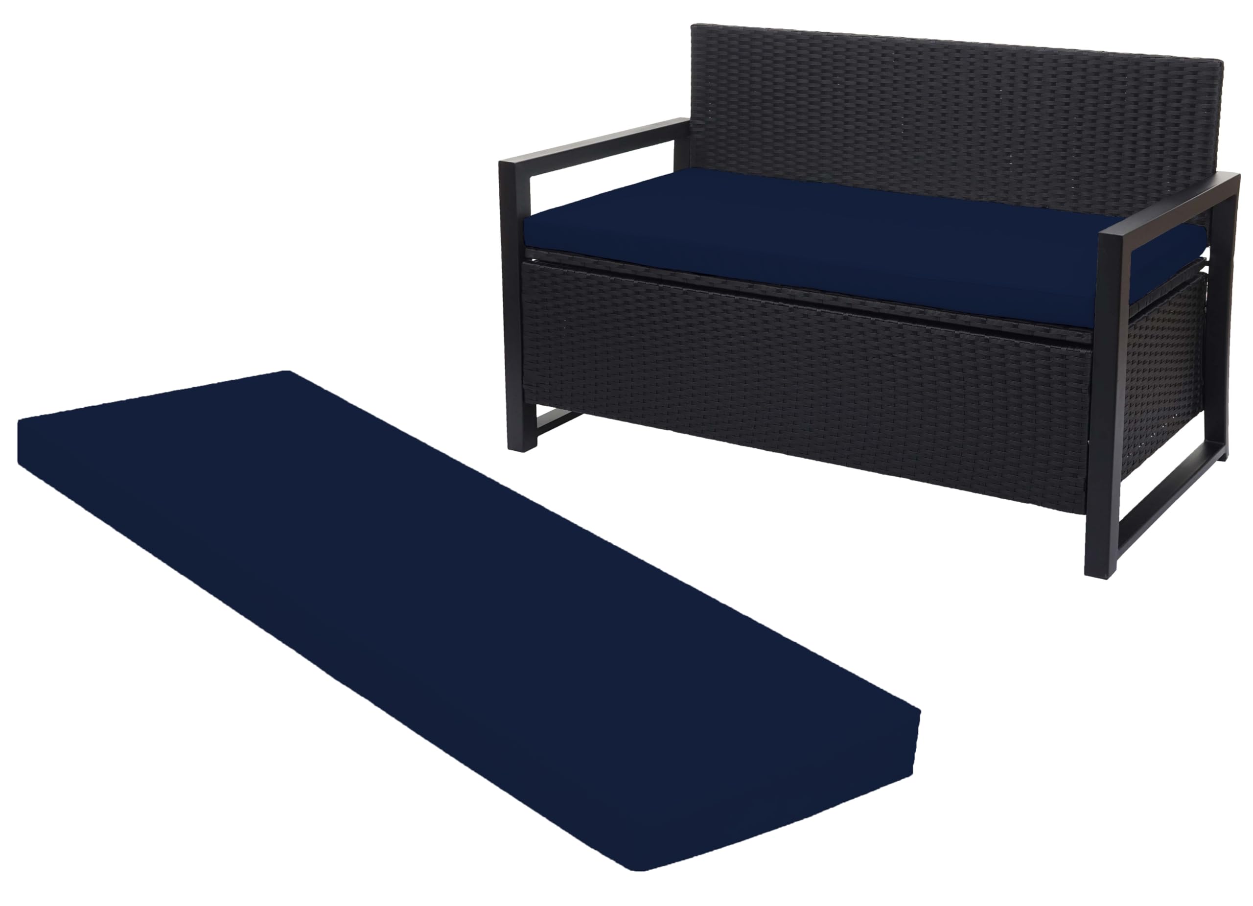 Crescent Textile 100% Waterproof Garden Bench Cushion 2/3/4 Seater Outdoor Long Bench Seat Pad for Lawn & Garden, Patio, Office, Coffee Shop with Removable Cover (4 Seater 170cm x 51cm x 5cm, Navy) — image 1