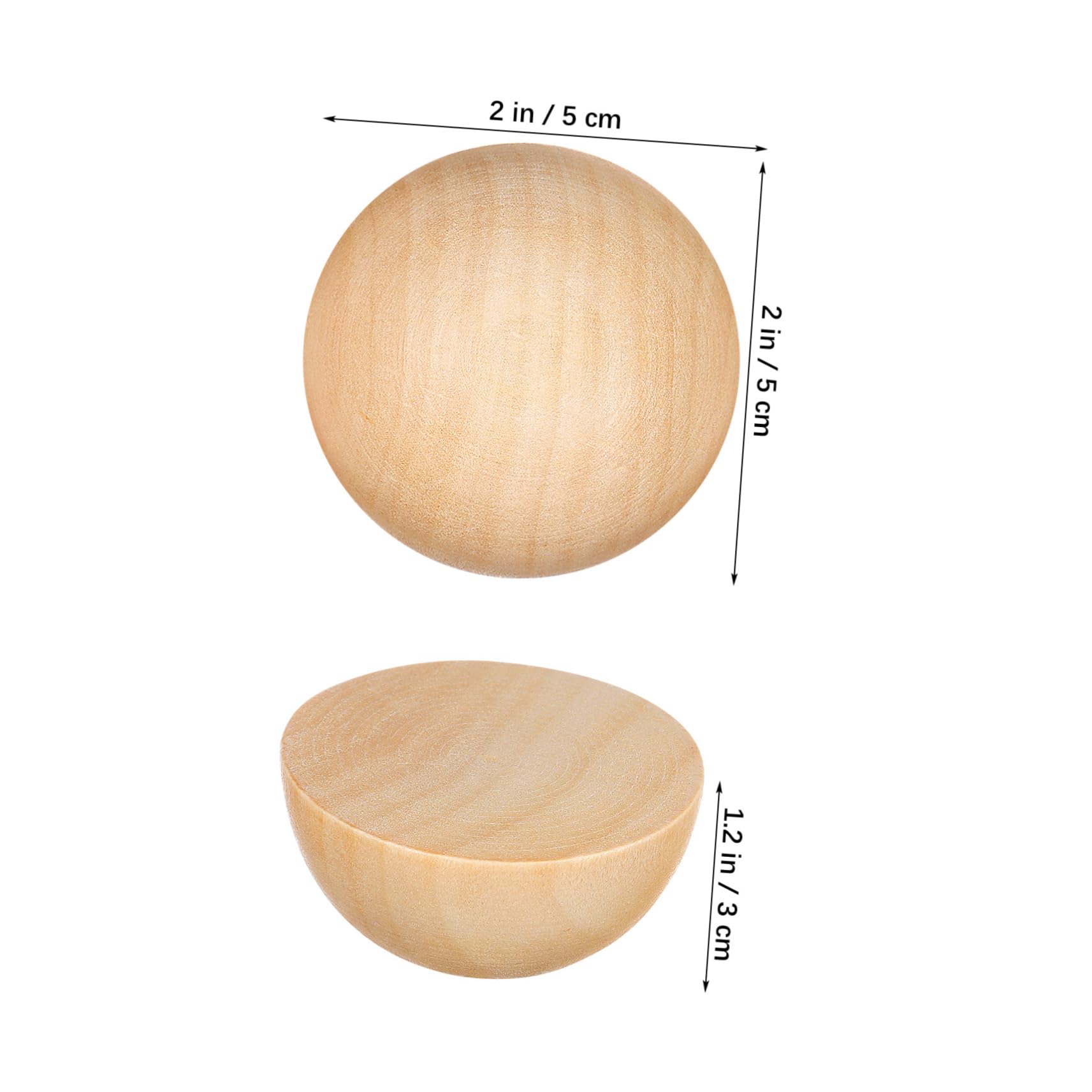 40 Medias Bolas de Madera sin Terminar, Superficie Lisa, 5cm, para Manualidades y Decoración, Fáciles de Pintar