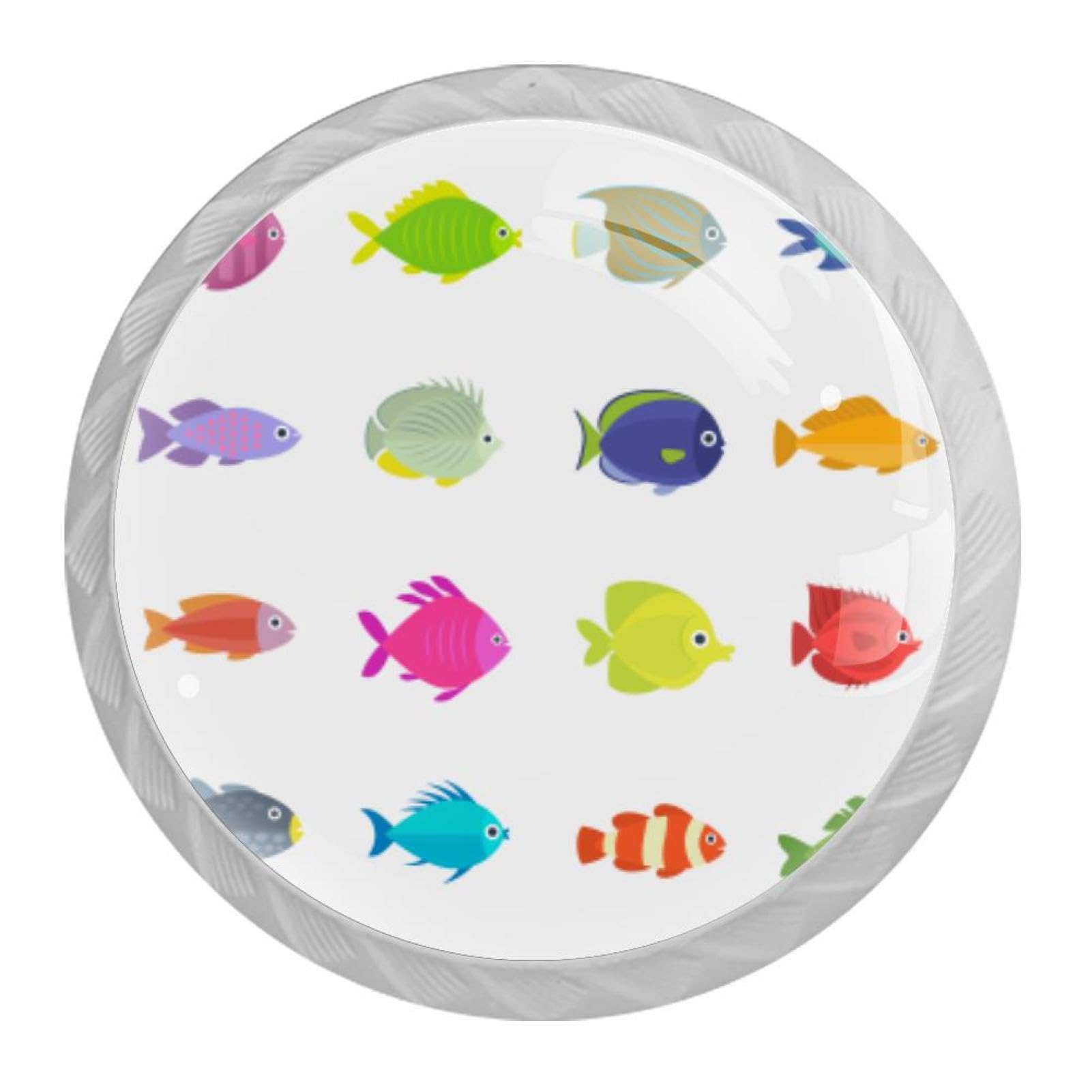 Tqmspg Multi13 4 Pieces Drawer Pulls Cute Fish Door Knobs Dresser Handles For Kitchen Wardrobe Cupboard Hardware Furniture