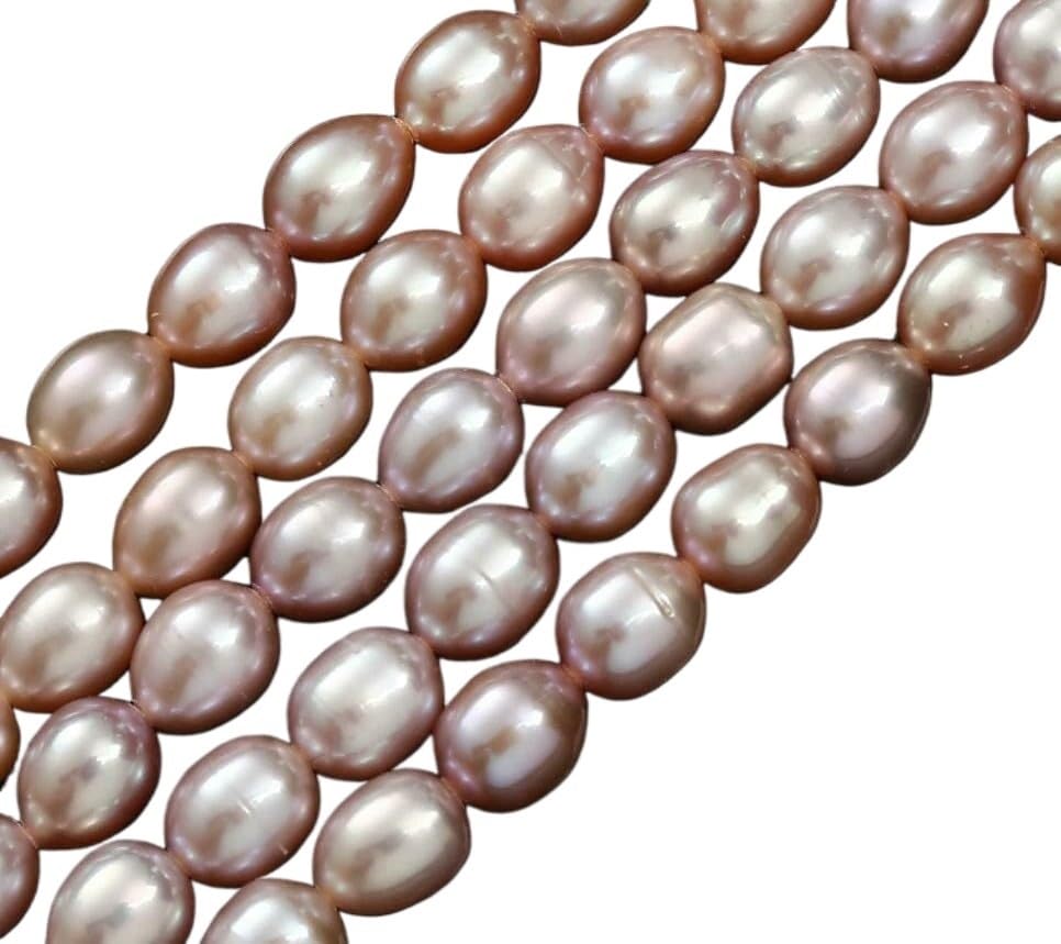 Cuentas de perlas forma de arroz rosa 7-8mm para diseñar bisutería artesanal sin esfuerzo