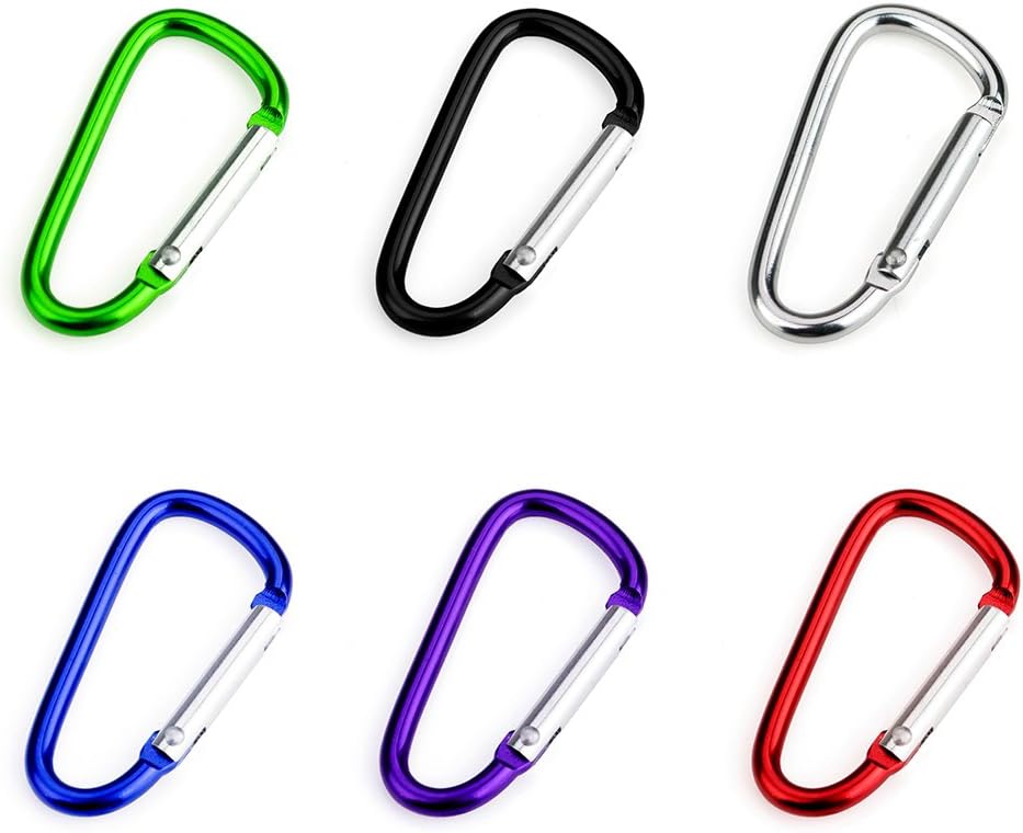 GOGO 60PCS D-Shaped Carabiner with Spring Snap Hooks, 2 Inch Carabiner Clip Key Holders