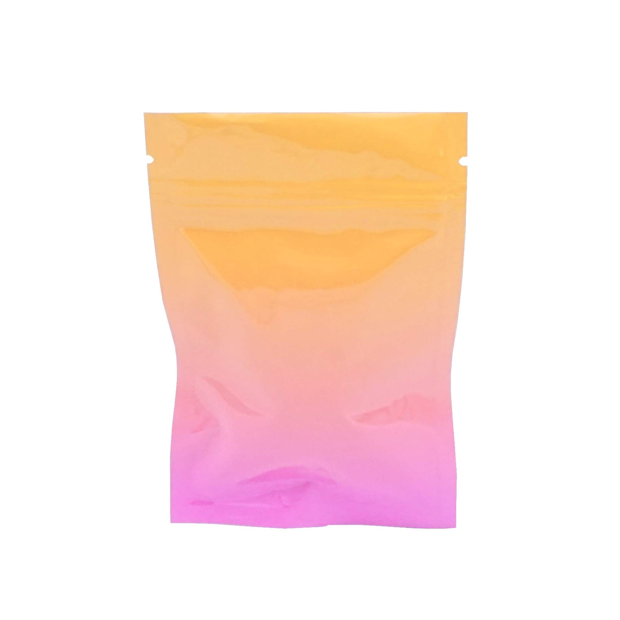 QQ StudioPack of 100 Double-Sided Two-Tone Ombre Color Gradient Silver Foil Resealable Bags w/Tear Notches for Beauty Scrub Products (4" x 6", Ombre Orange)