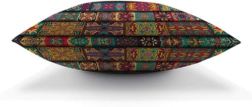 Miniatura 5 de AOYEGO Funda de almohada bohemia con diseño floral de collage floral étnico colorido con patrón de flores tribales de 18 x 18 pulgadas, funda de