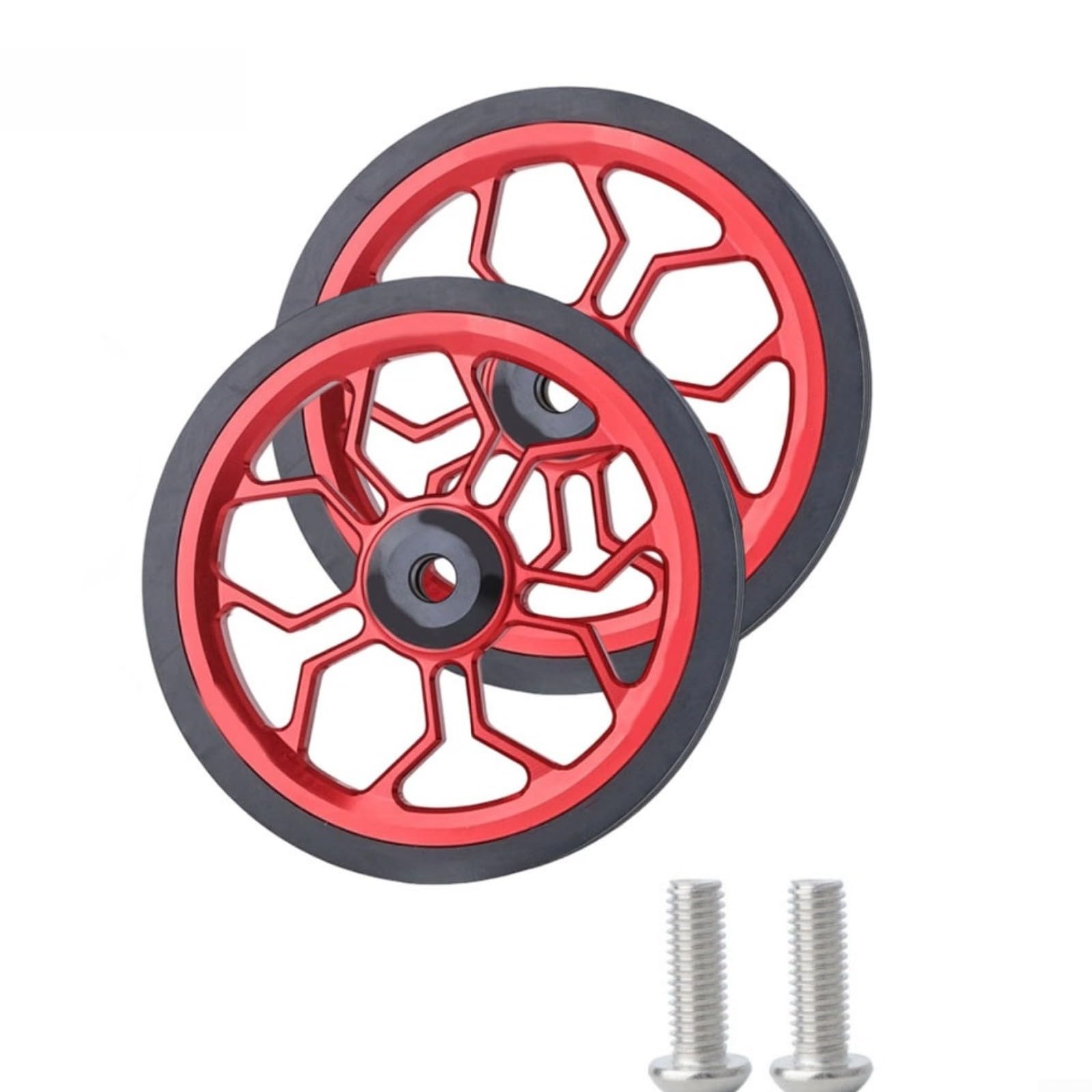SiSinkal 80mm Folding Bike Easy Wheel Pair with Built-in Bearings for Smooth Rolling and Reduced Friction Compatible for Brompton for 3Sixty Folding Bicycles(red)