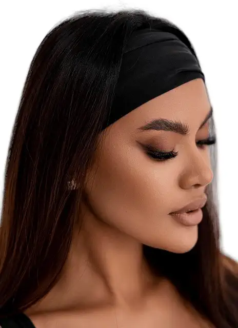 Breites Stirnband für Damen - Elastisches Haarband in Schwarz