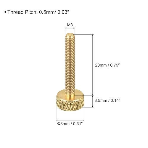 Miniatura 7 de uxcell 5 tornillos moleteados de latón, M3x16mm Flat Grip Bolt Perillas sujetadores para electrónicos, mecánicos
