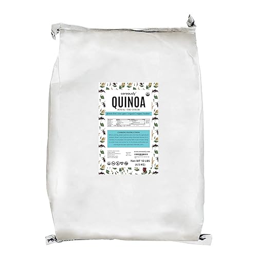 Miniatura 10 de CEREAUSLY Quinoa orgánica tricolor  Quinoa real premium de Bolivia  Quinoa Kosher y sin OMG  Quinoa vegana y con cuota de gluten  25 libras