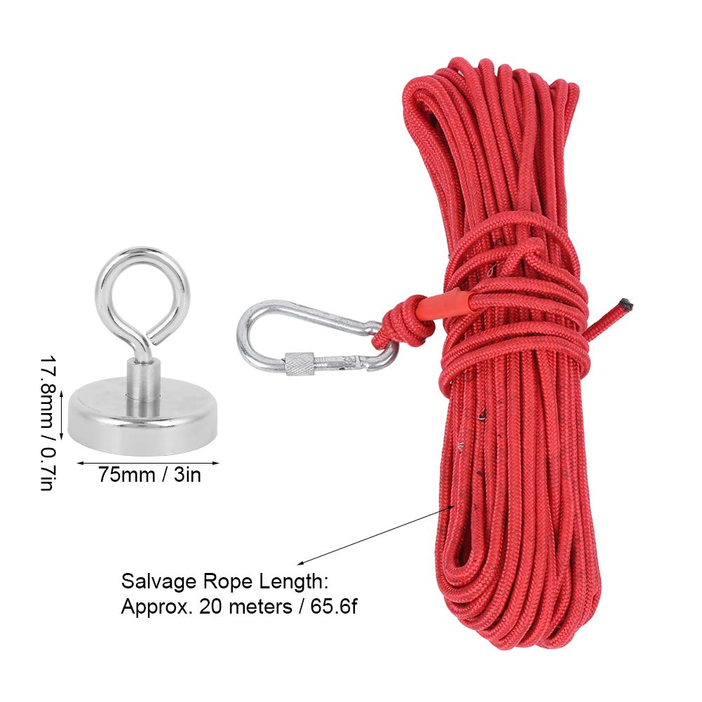 Crochet Magnétique Aimant De Pêche Chasse à La Rivière Rouille Unique 362lbs 20 Mètres Kit De Pêche Et De Récupération De Corde Rouge Force Strong Round Néodyme Rare Earth Pour La Pêche, La Rivière, L