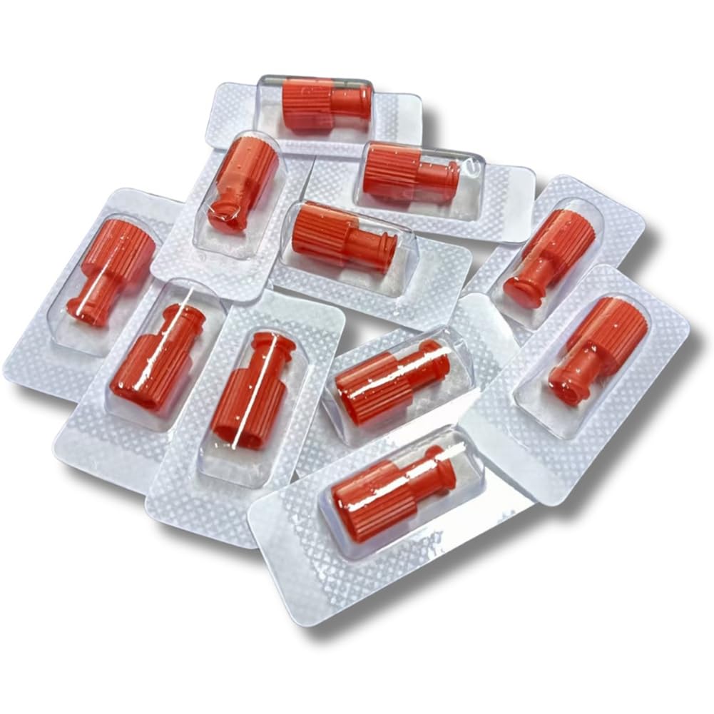 Jnchdghwa Men's Red Dual Function Luer Lock Caps For Syringe Tips 100Pcs Luer Stopper Closing Cones Sterile Cap For /Fe Connectors