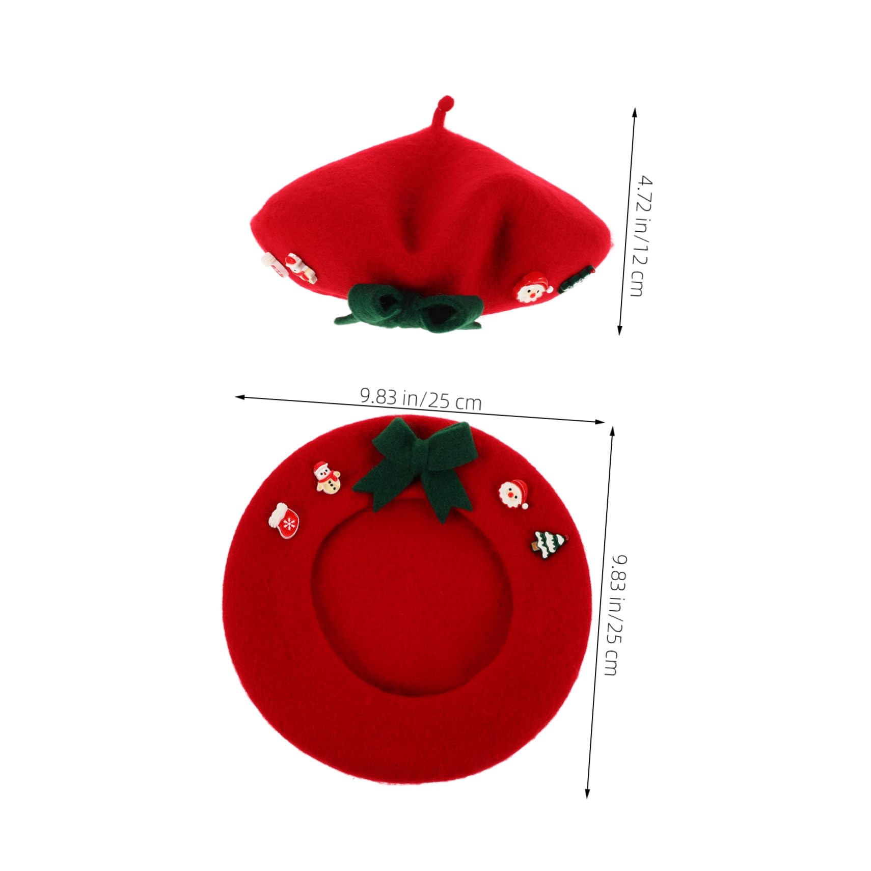 Ipetboom Warm Wool Artist Beret Hat Fashionable Hat for Women and Boys and Girls Christmas Style Red