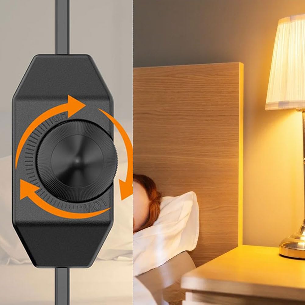 Leddimmer met schakelaar, 1 stuk kabeldimmer voor ledlampen (stekker bus), platte eurostekker schakelaar, verlengkabel voor eurostekker, draaidimmer, 250 V (zwart
