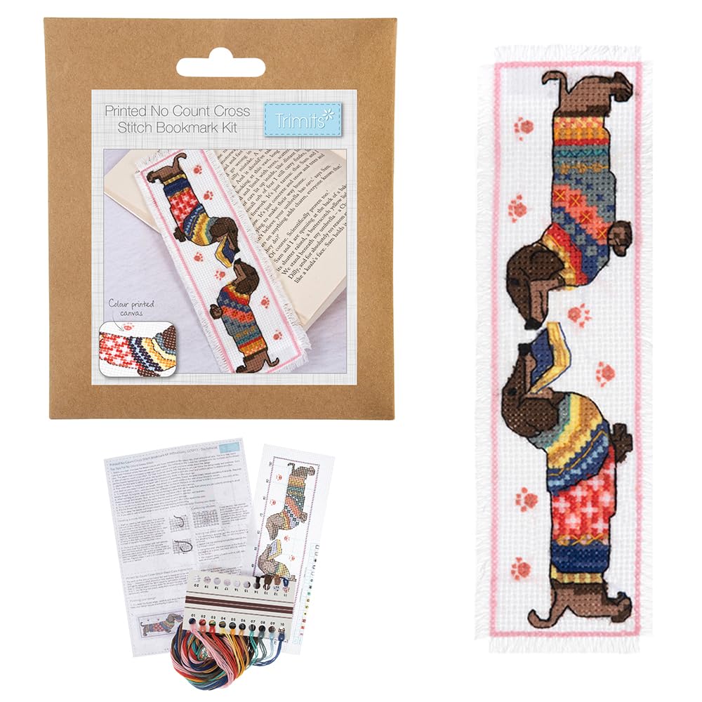 Crafty Capers Woolly Jumper Dachshunds Bookmark | Complete Cross Stitch Kit