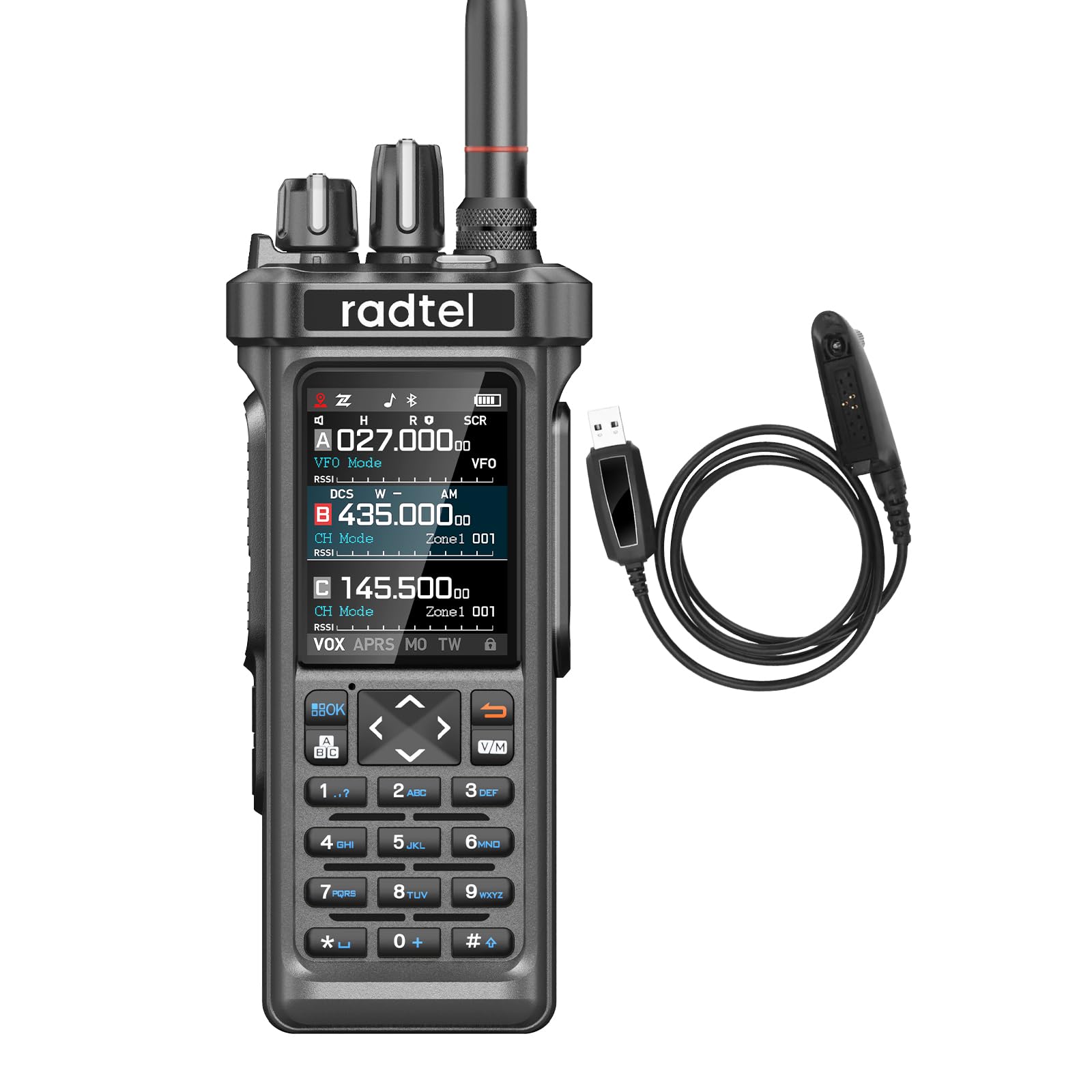 Radio amateur Radtel RT-950 10 W, longue portée, portable, bidirectionnelle, réception AM/FM/SW/MW/LW, GPS/APRS, programmation Bluetooth sans fil, NOAA, analyseur de spectre (avec câble de programmati