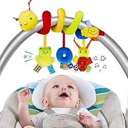 XNOT Brinquedo de pelúcia para Carrinho de bebê, Brinquedos de chocalhos pendurados para berço de bebê, brinquedo de carrinho de bebê em espiral com campainha para bebês