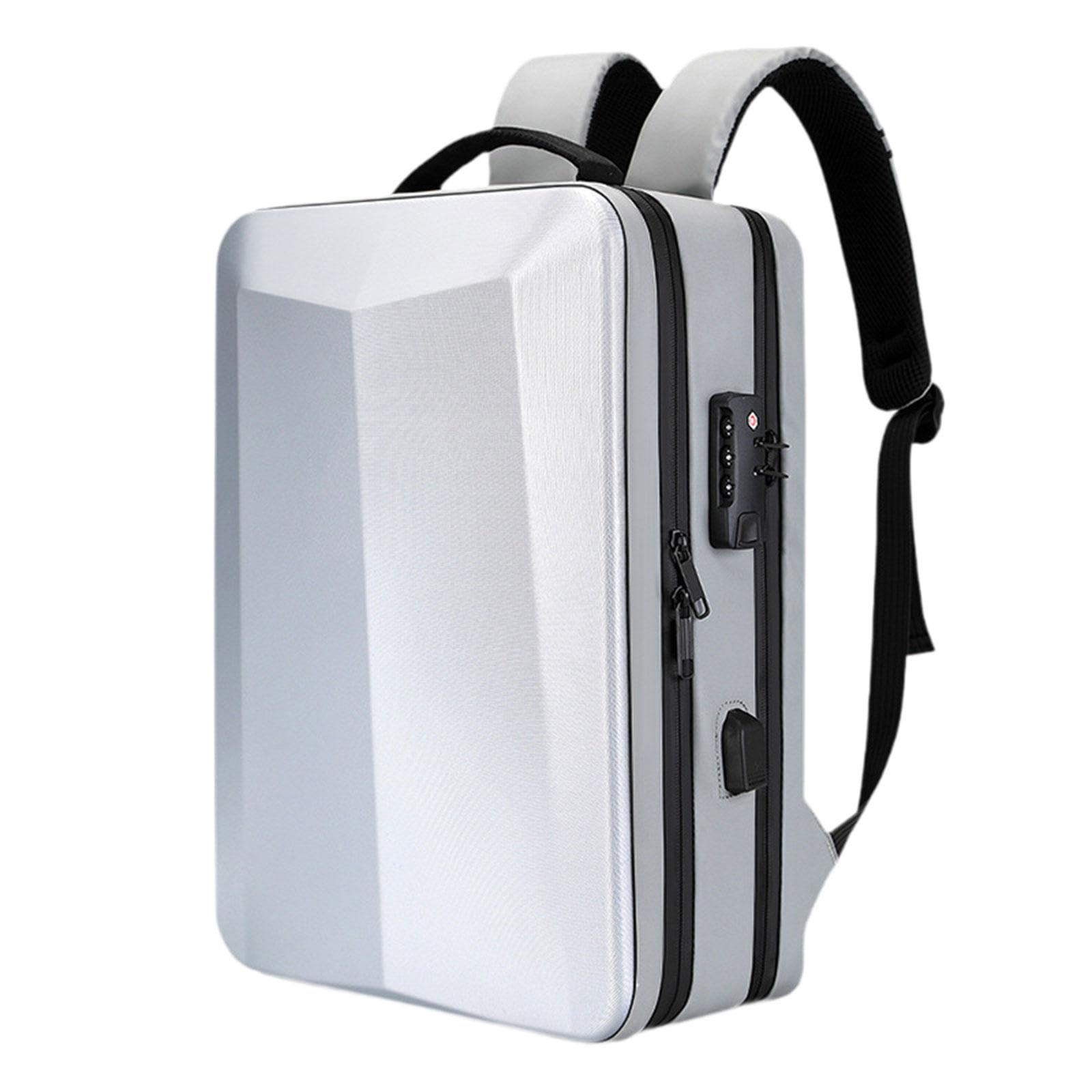 Zaino per Laptop con Rigido, Ideale per Il Gaming E I Viaggi, Argento 15 Pollici