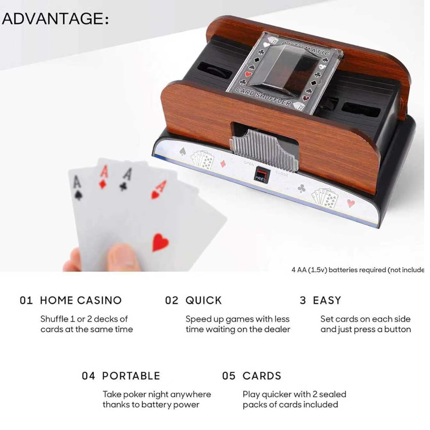 COYEUX Machine Électrique pour Croupier, Mélangeur De Cartes, Machine Automatique À Rotation À 360° pour Séparer Les Cartes, pour Le Blackjack, Le Texas Hold'em
