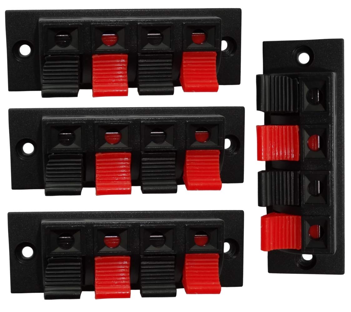 AERZETIX - C43776 - Lot de 4 - bornier plaque pour haut-parleurs - 70/24mm - stereo - 4 voies - à boutons poussoirs