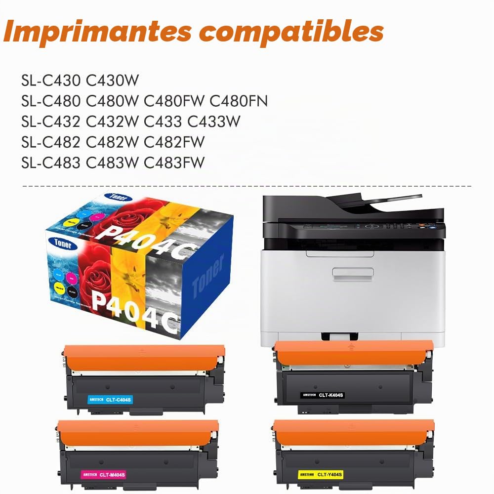 CLT-P404C Cartouches de Toner Compatibles pour Samsung C480W C480FW 4-Pack