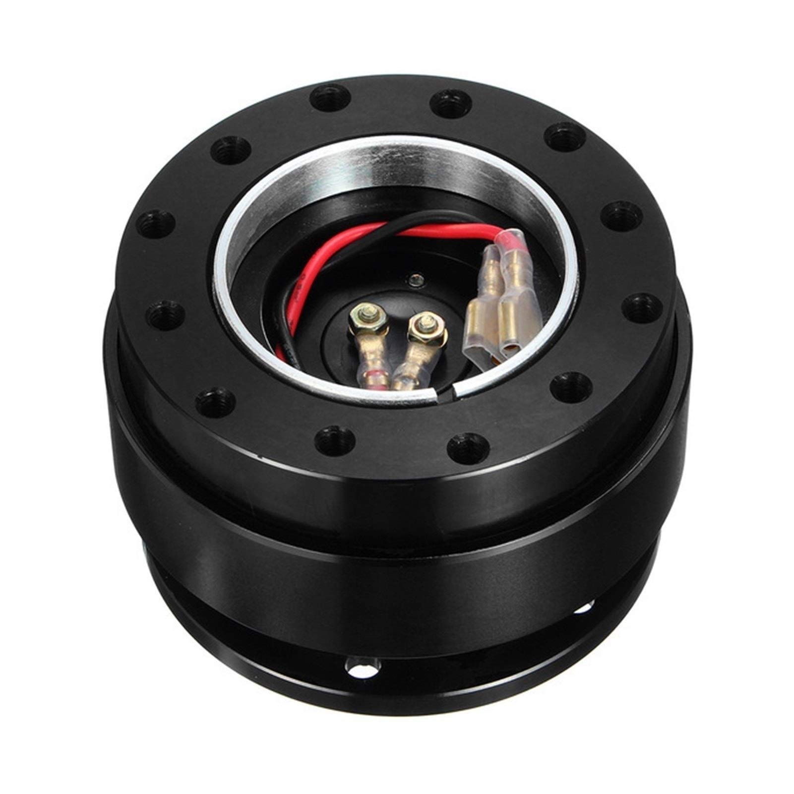 Wivplex Universal Steering Wheel Snap Off Quick Release Hub Adapter Boss Kit 6061 T6 Bittet Aluminum Automotive Steering Wheel Hub(Black)
