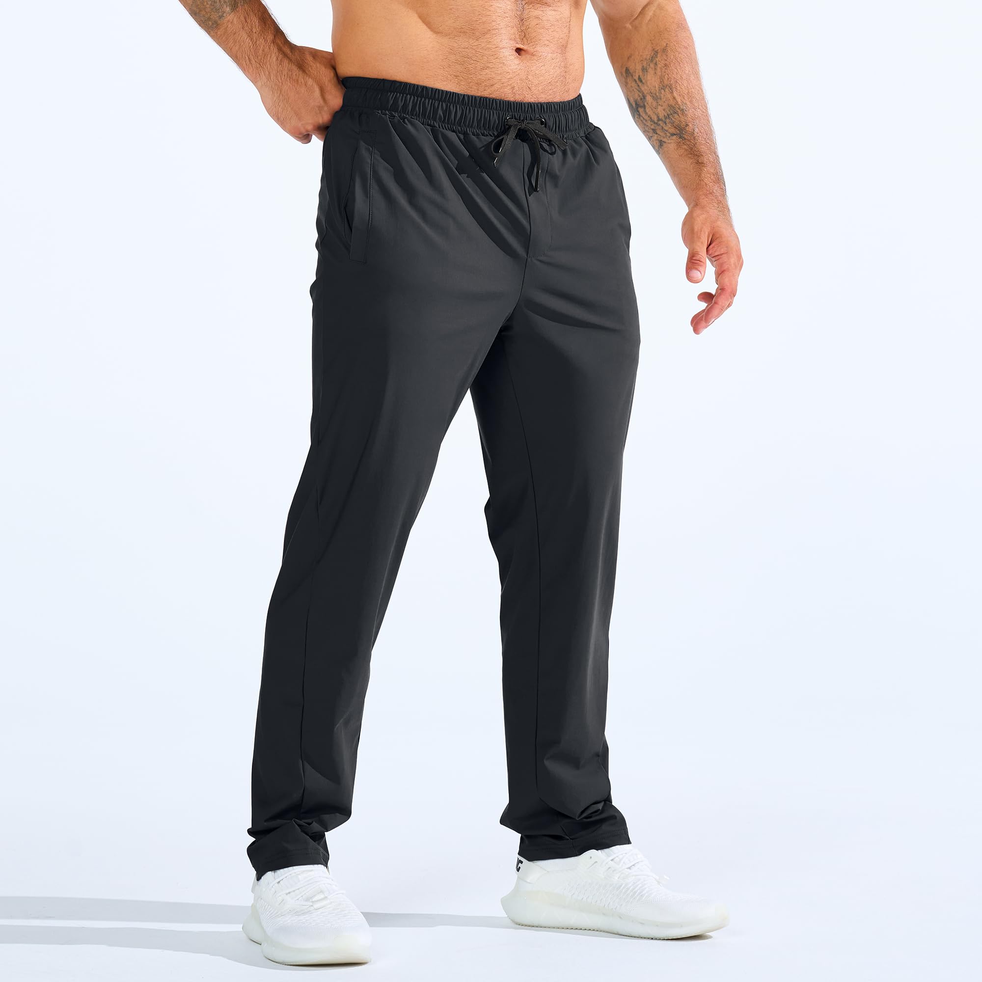 BROKIG Leichte Sporthose Herren Lang Gym Jogginghose Sweatpants | Schnelltrocknende Laufhose Herren Lang, UPF 50+ Sweathose Herren, Gym Sport Trainingshose mit Reißverschlusstasche