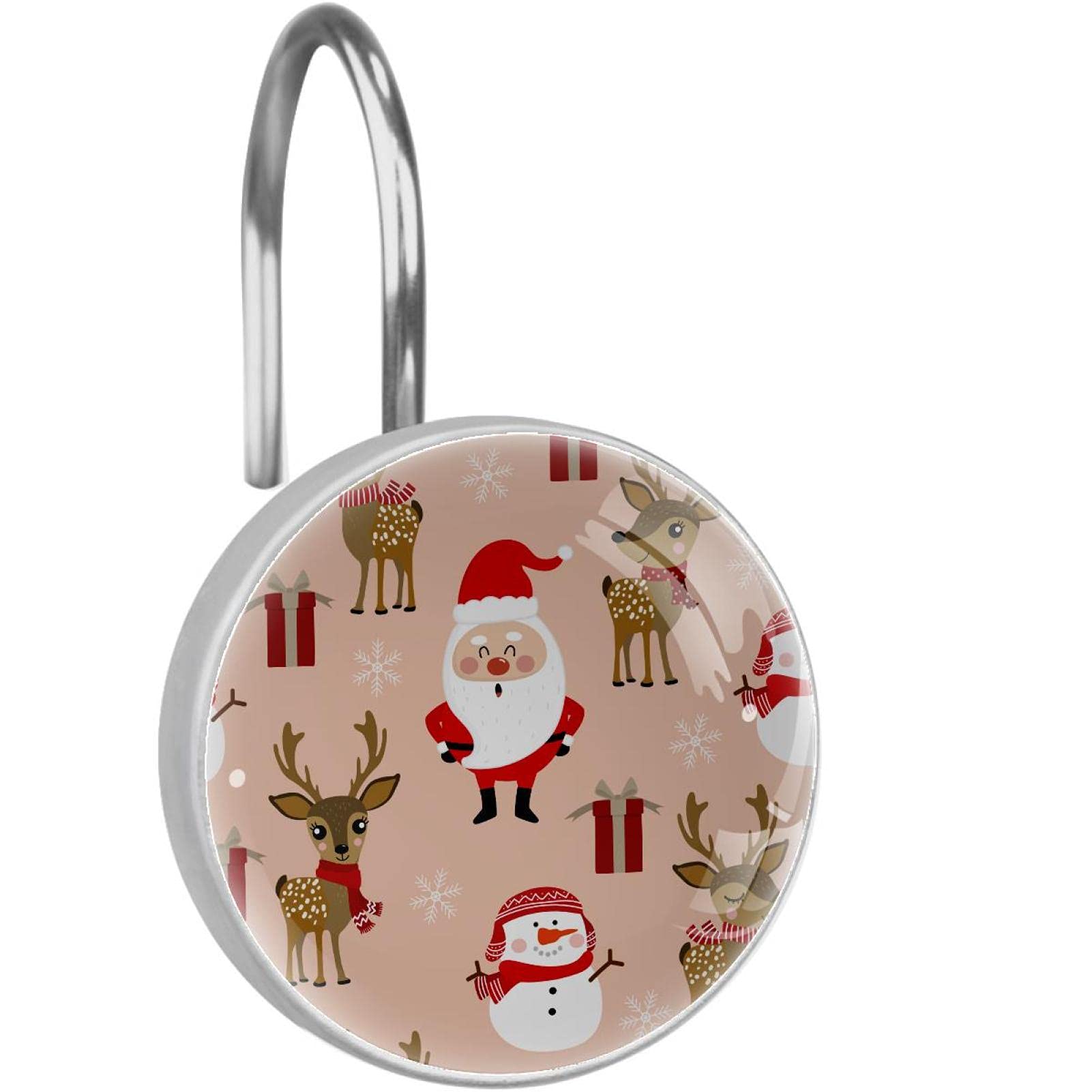 Crochets de rideau de douche anti-coincement avec décors de Noël en cristal durable