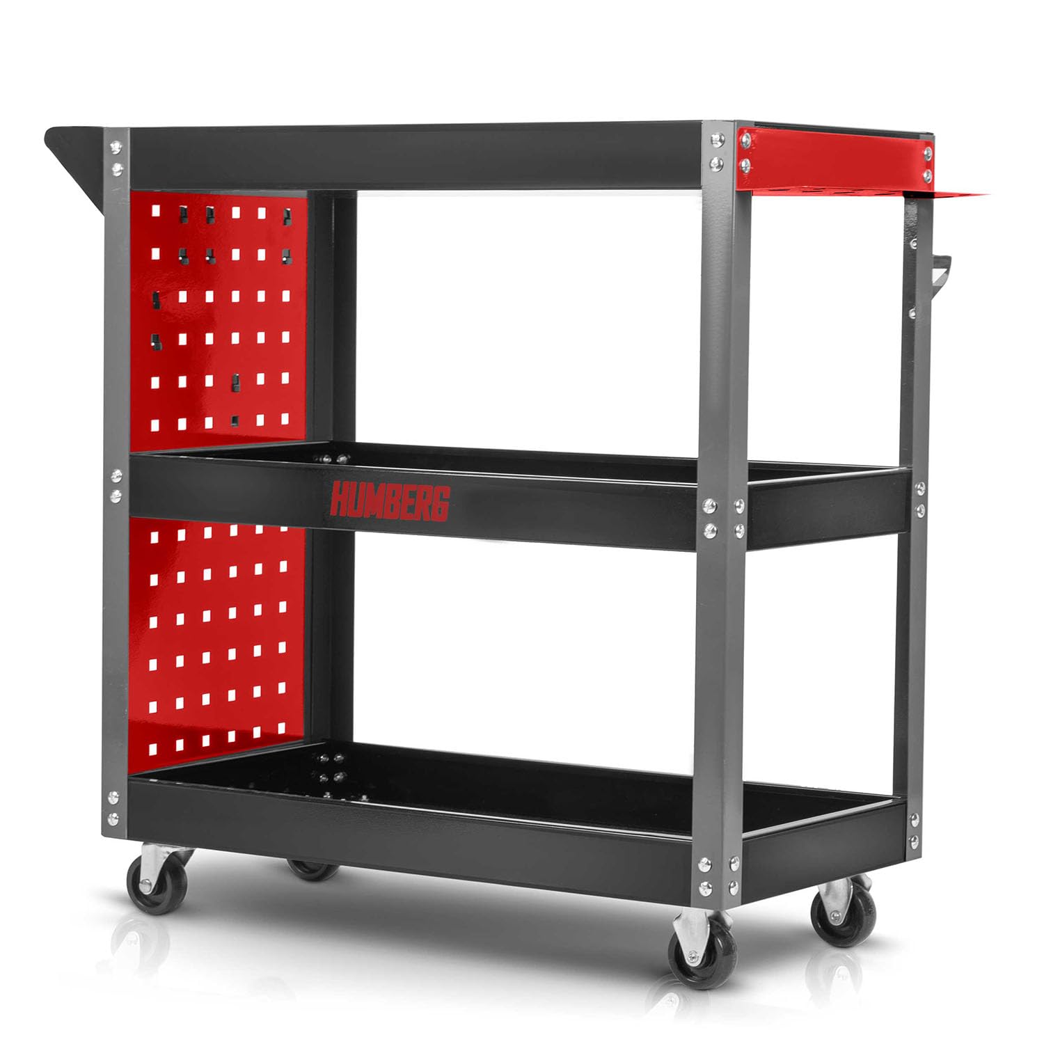 Humberg Carrello portautensili – 3 livelli con 6 ganci – portata fino a 300 kg – acciaio alluminio 80 x 35 x 73 cm
