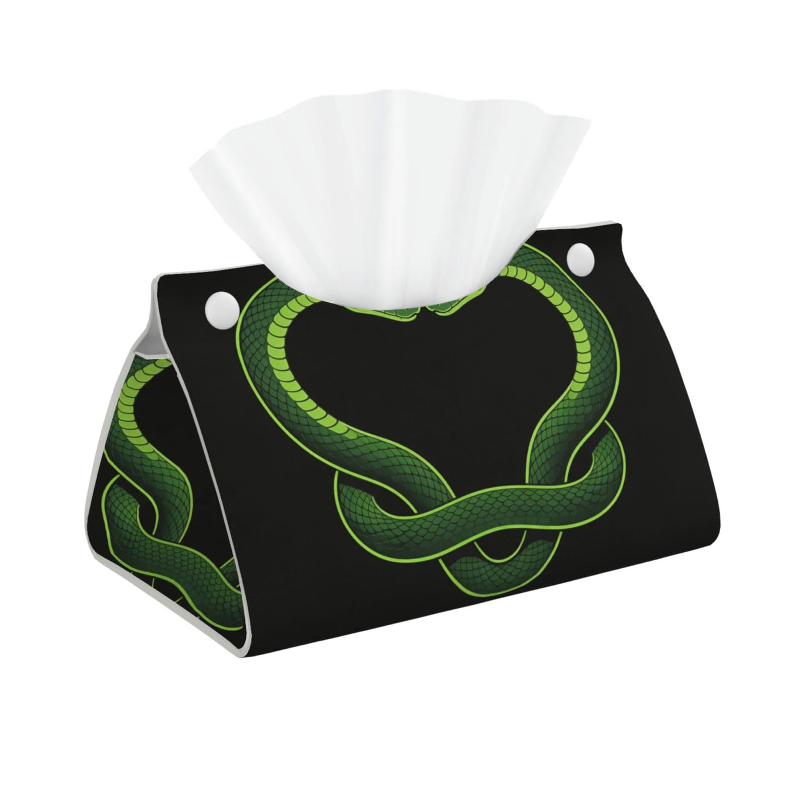Snake Heart Long Leather Tissue Box Cover-Waterproof PU Leather Tissue Holder for Bathroom, Decorative Rectangular Tissue Case