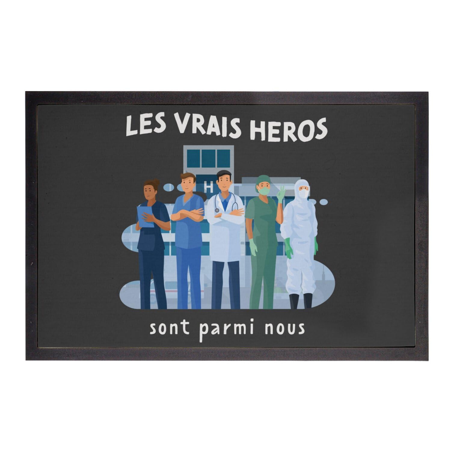Paillasson noir robuste 75x50cm pour garder l'entrée du personnel sanitaire propre