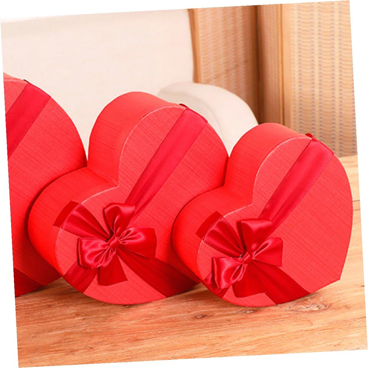 SEWOART Herzförmige Geschenkbox 3 Stück Kosmetikbox Aufbewahrungsbox Valentinstag Verpackung mit Schleife Kompakt Langlebig für Schmuck Lippenstift Dekoration