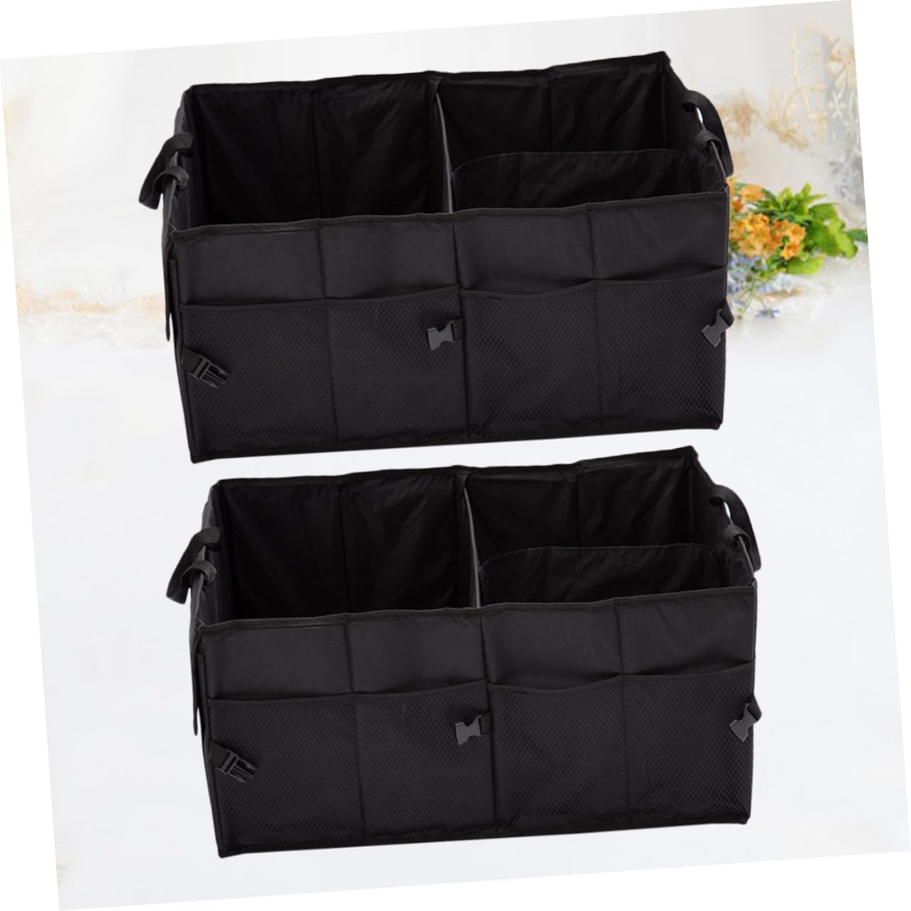 Organisateur de coffre pliable plastique - Bac de stockage auto et boîte de rangement multifonction
