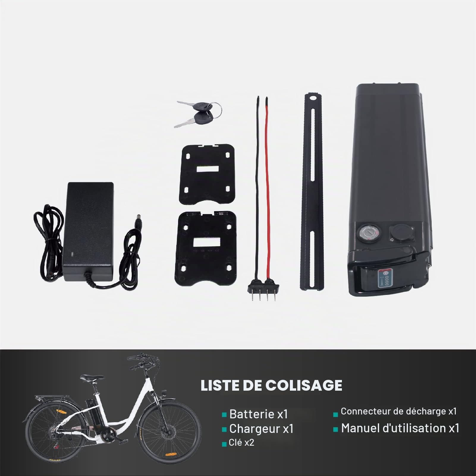 Pedelec Batterie de vélo électrique 48 V 12 Ah pour MiFa Rex pour vélo Aldi Phylion/XH370-10J, ZL1010101 0-F Convient pour Moteurs 48 V avec Chargeur