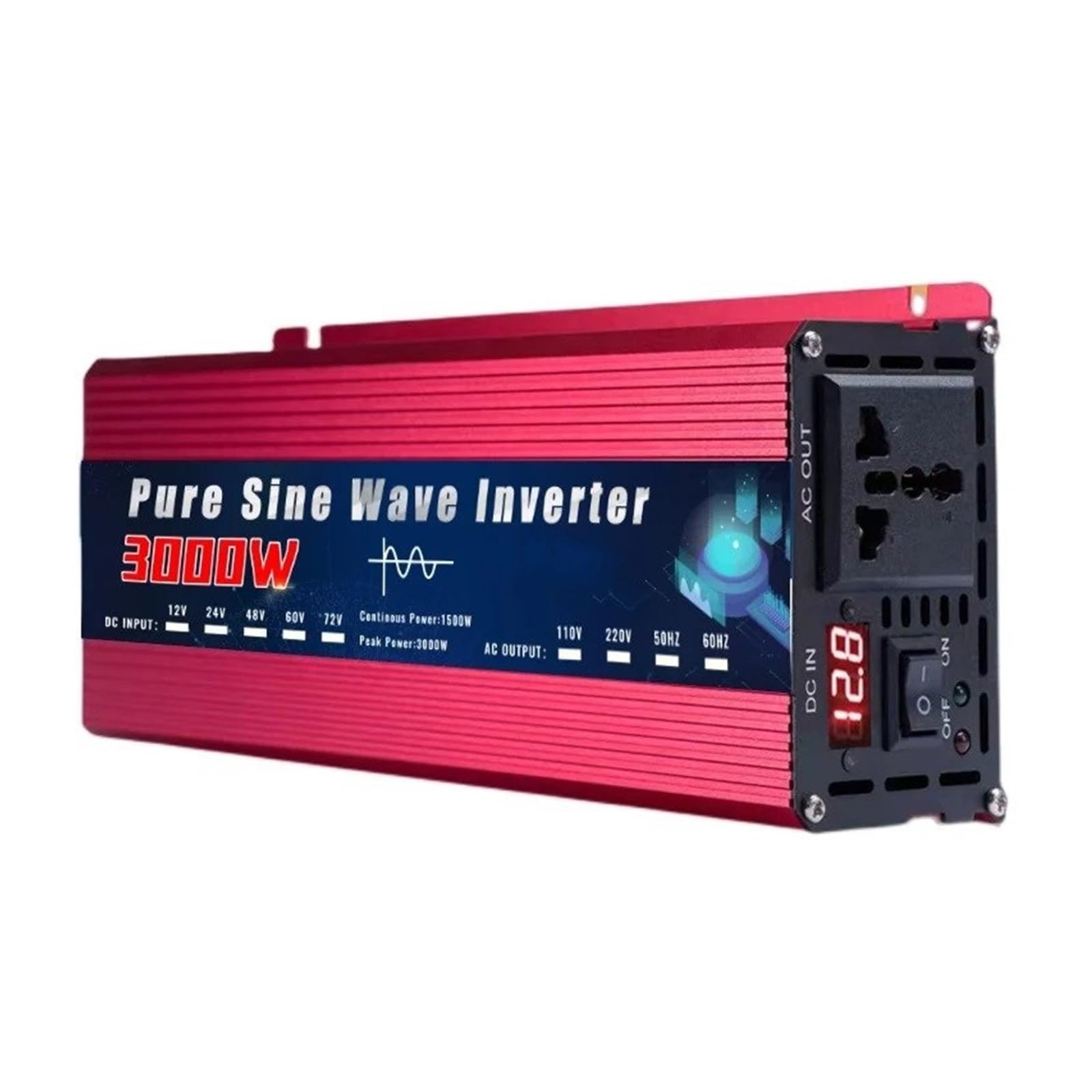 Inversor Corriente Convertidor Voltaje Portátil CC A CA 50 Hz/60 Hz para Coche Inversor Solar Onda Sinusoidal Pura 12 V 220 V 110 V 2000 W 4000 W 5000 W Convertidor(12V,220V 50HZ,3000W)
