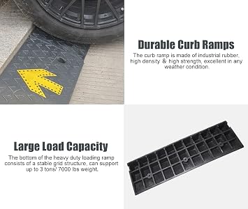 Kerb Ramp 2/3/4/5/6/7 Curb Ramps - Car Wheelchair Vehicle Threshold Ramps Loading Ramp, Heavy Duty Non-Slip Car Ramps for Garage Driveway