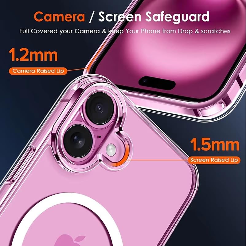 Image of REALCASE Ultra-Hybrid Back Case Cover for iPhone 16 Compatible with MagSafe | Camera Protection | Hard Crystal Clear Back | Shockproof Bumper Cover Case for iPhone 16 (PC & TPU, Transparent)