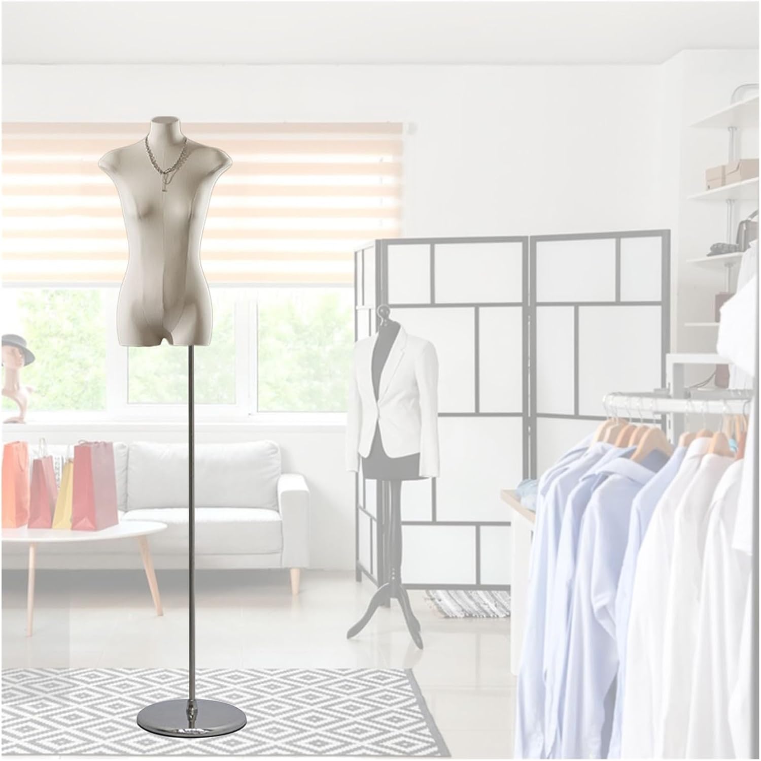 Adjustable Female Mannequin Torso with Anti-Fingerprint Metal Stand - Perfect for Sewing, Dressmaking, Clothing Display & Fashion Show - Ideal Display Model for Boutique & Retail