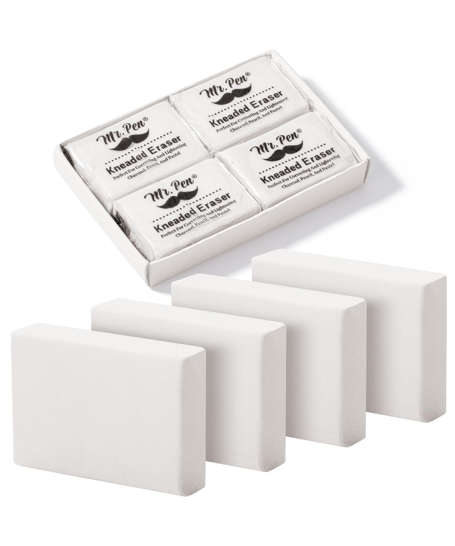 Mr. Pen- Kneaded Erasers, 0.9" x 1.18", 4 Pack, White