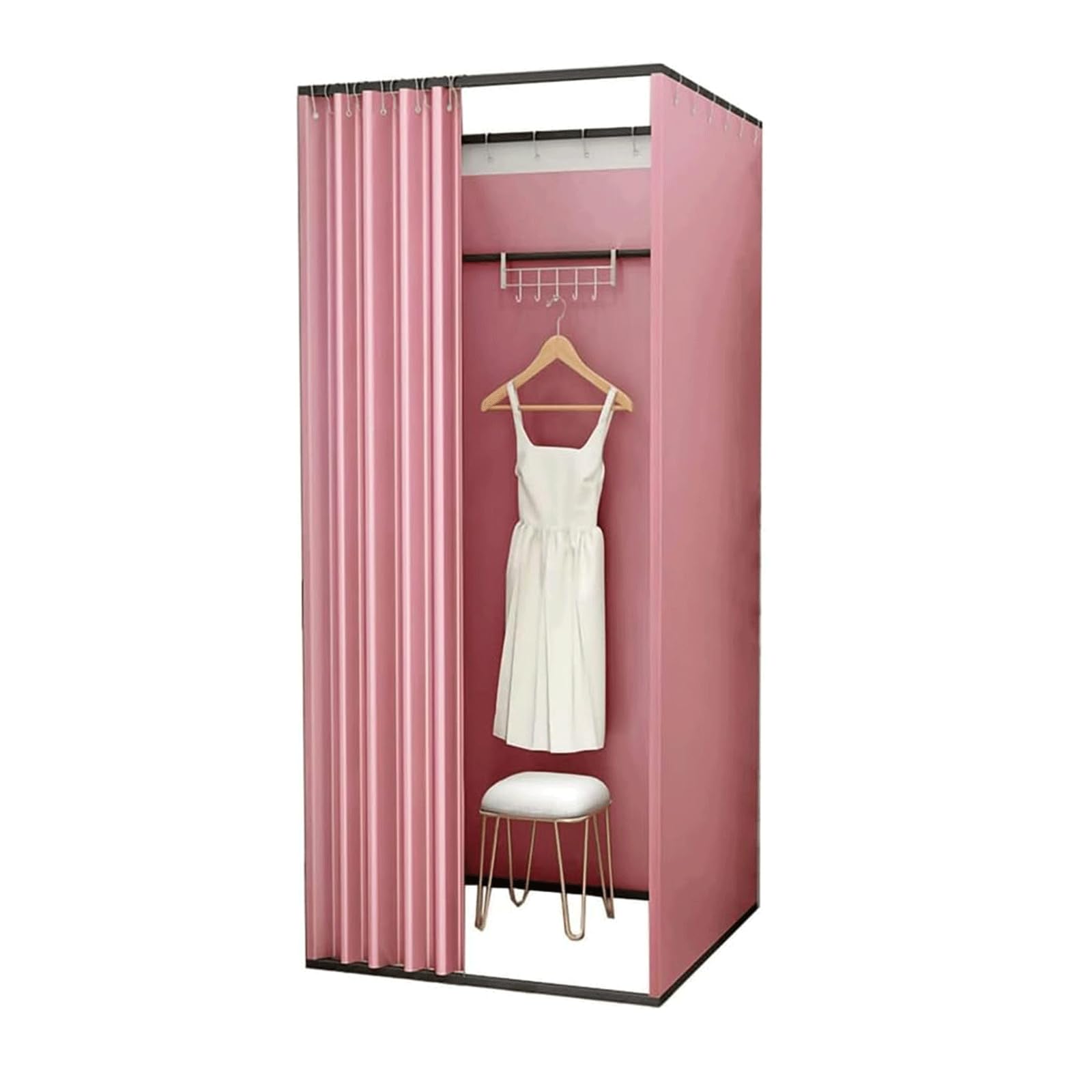 Cabine d'essayage carrée en métal avec rideau d'ombrage pour boutique